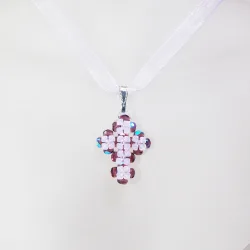 Pendant 45cm - Tullia-Violet Organza - Pendant 45cm - Laiton argenté